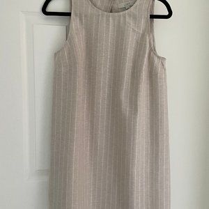 LOFT Cream Pinstripe Sleeveless Dress Size 8